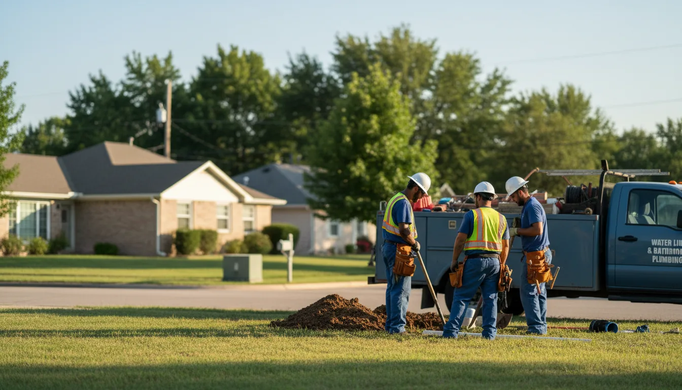 Residential water line and bathroom plumbing service in Hodgen, OK